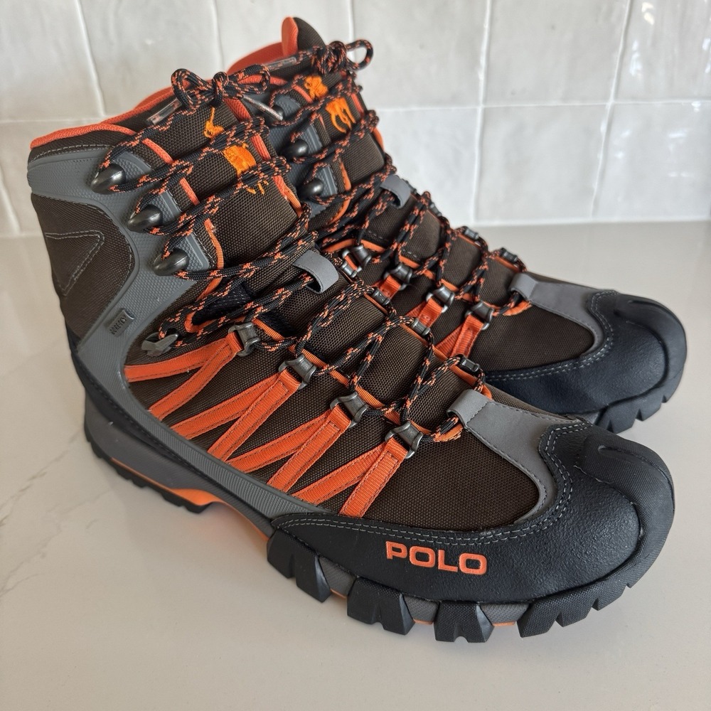 Polo Ralph Lauren Canterwood Hiking Boots Mens 10.5 Brown‎ Orange Gore-Tex NWOT